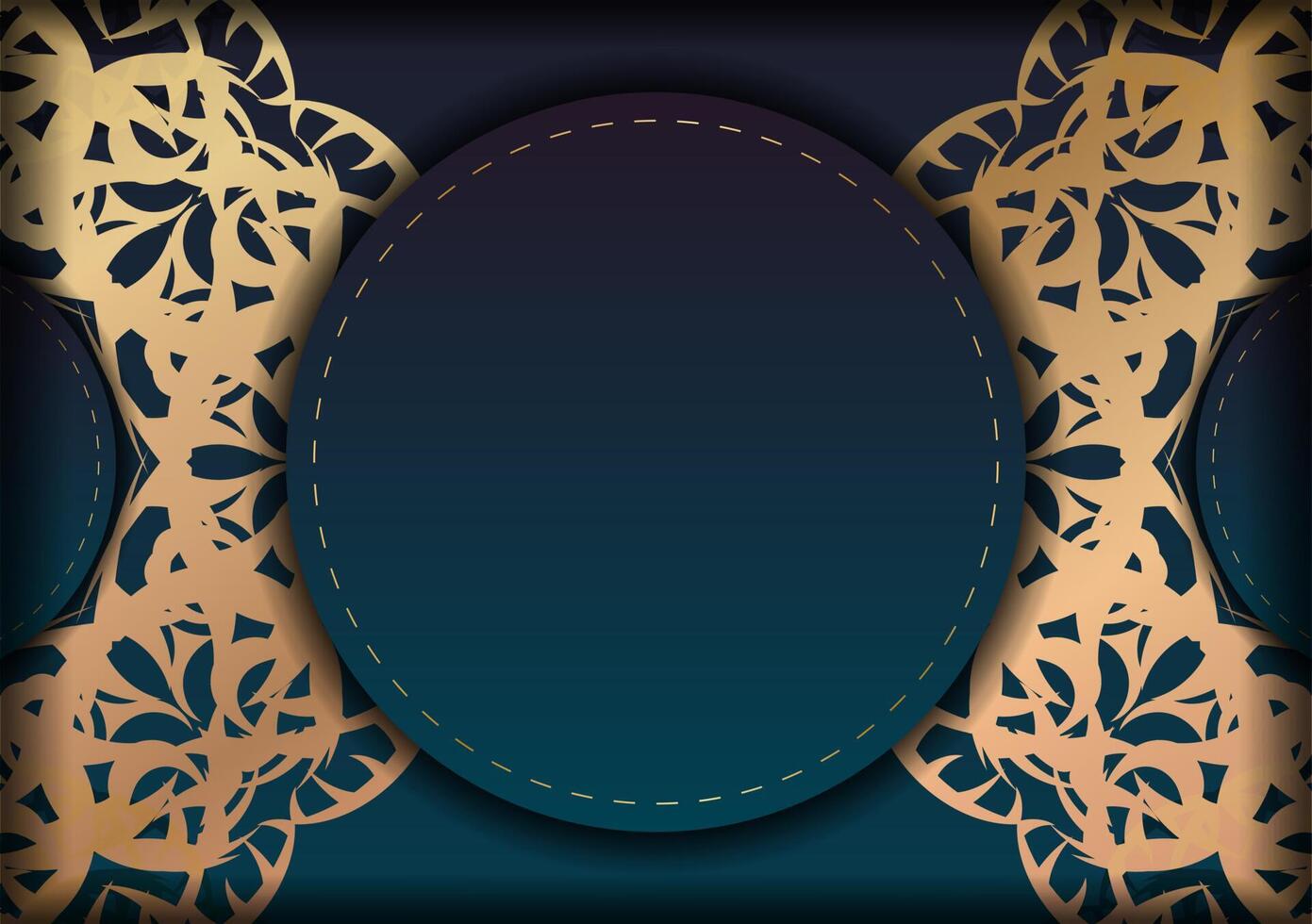 Brochure template with gradient blue color with abstract gold pattern prepared for printing. vector