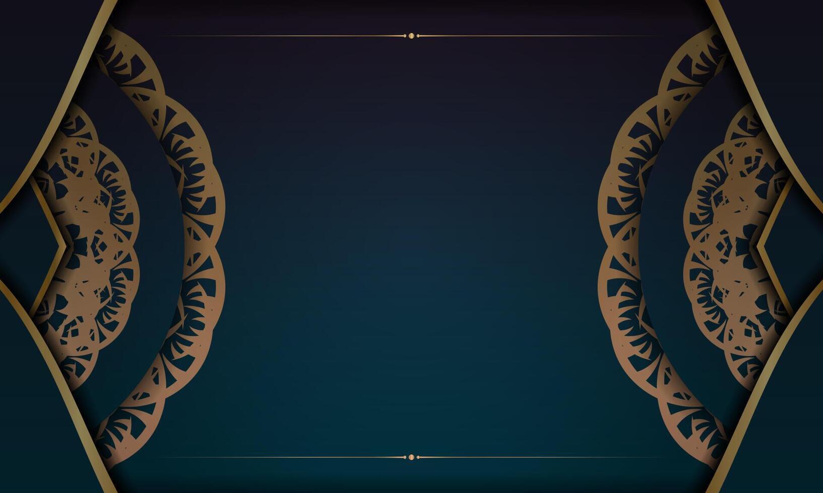 Blue gradient banner with Indian gold ornaments and a place for your logo vector
