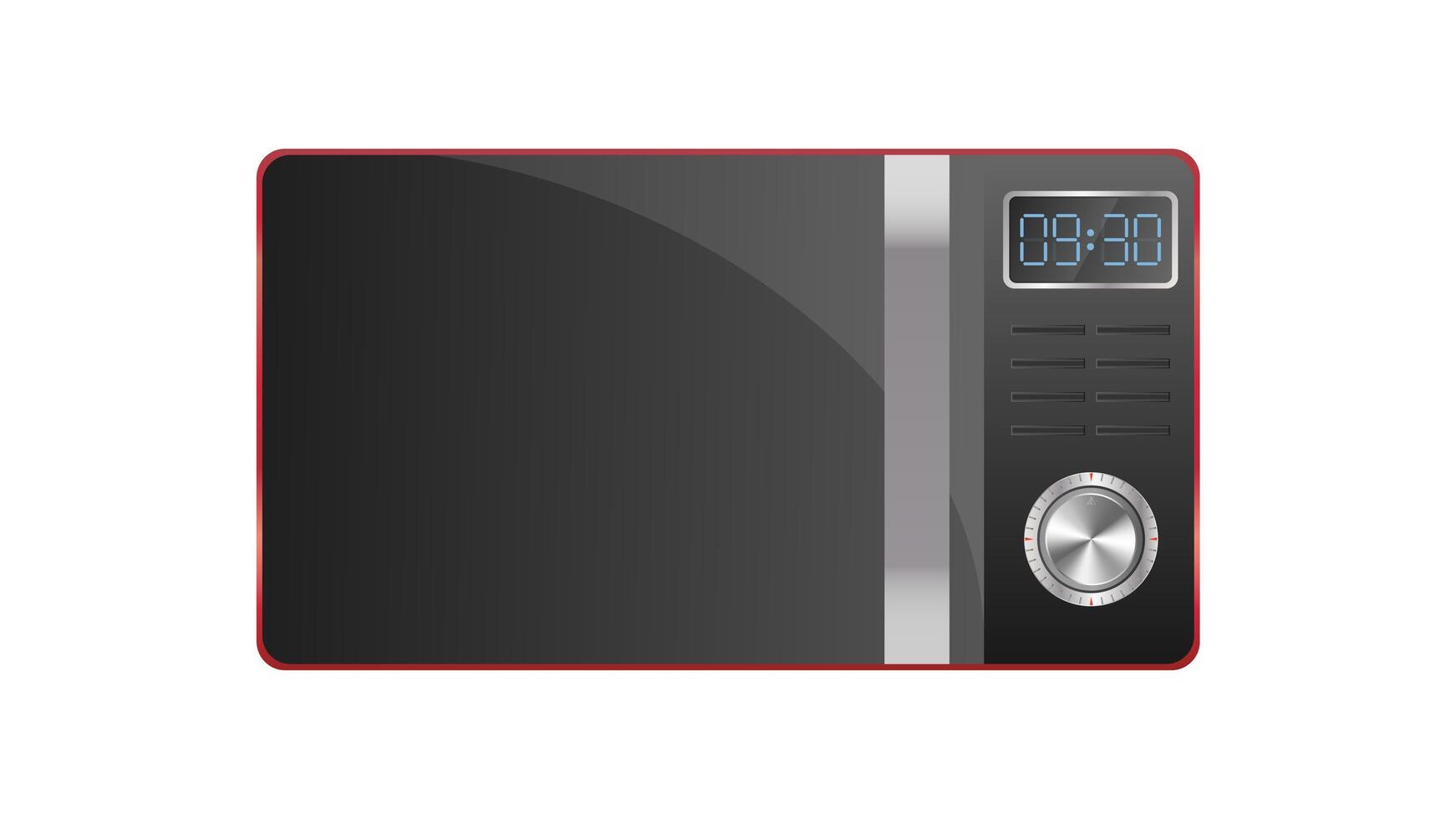 Red microwave in a realistic style. Kitchen microwave oven isolated on a white background. Vector. vector