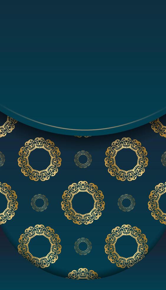 A hat with gold ornament pattern on a blue background vector