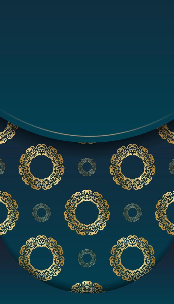 Blue gradient banner with vintage gold pattern for design under your logo vector