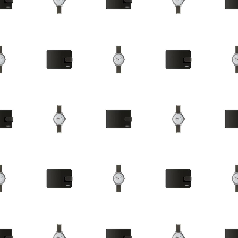 Business seamless pattern with briefcase and wristwatch. Suitable for postcards, wrapping paper, books and posters. Business theme. Vector illustration.