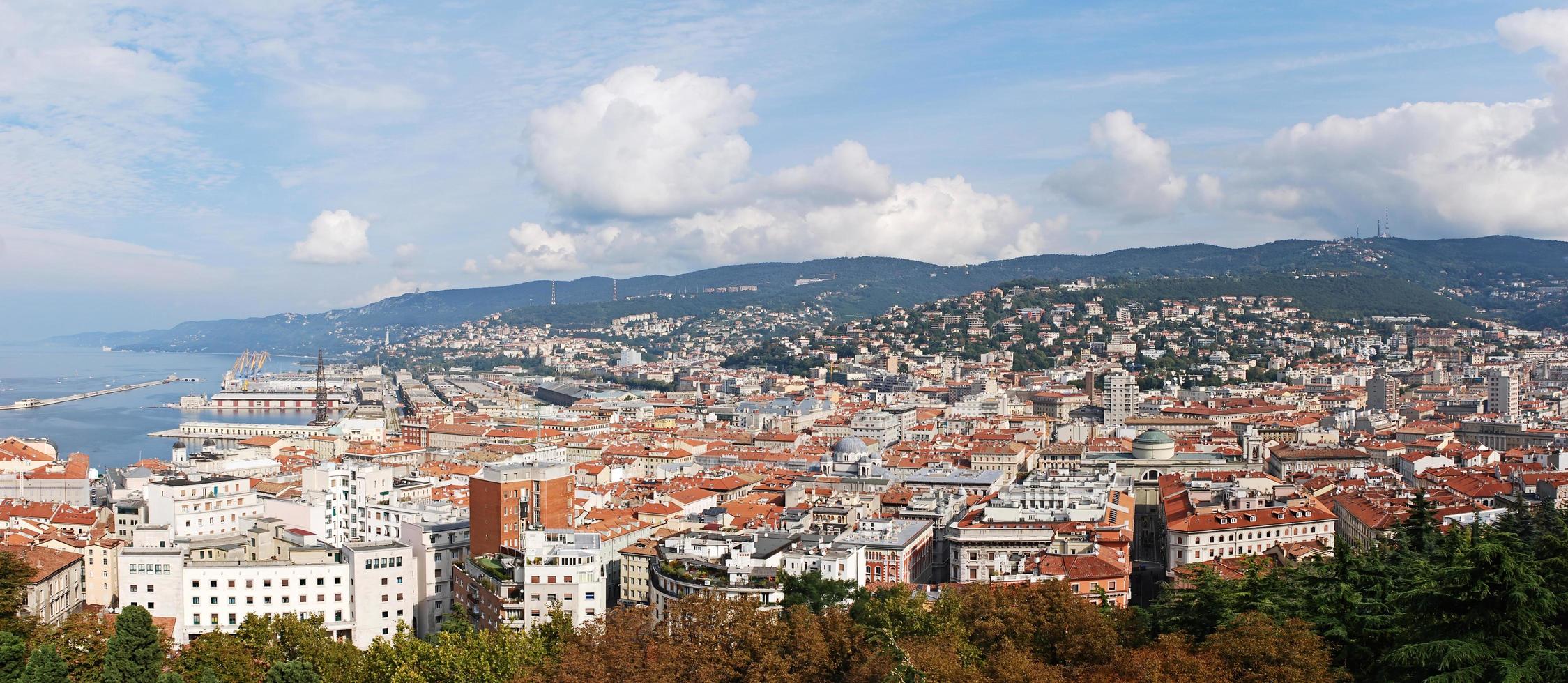 Landscape of Trieste. Panorama view of the port and the town of Trieste. Italy photo