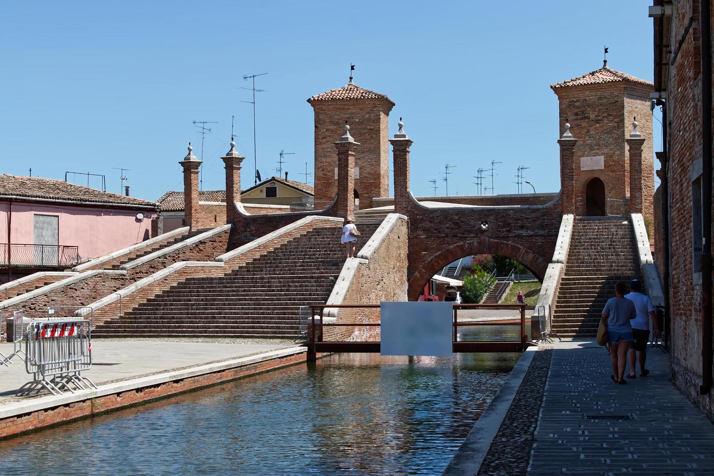 The famous Tre Ponti or Trepponti, three way bridge in Comacchio. Italy photo