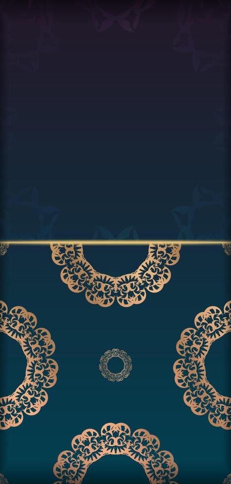 A blue and gold background with a gold border vector