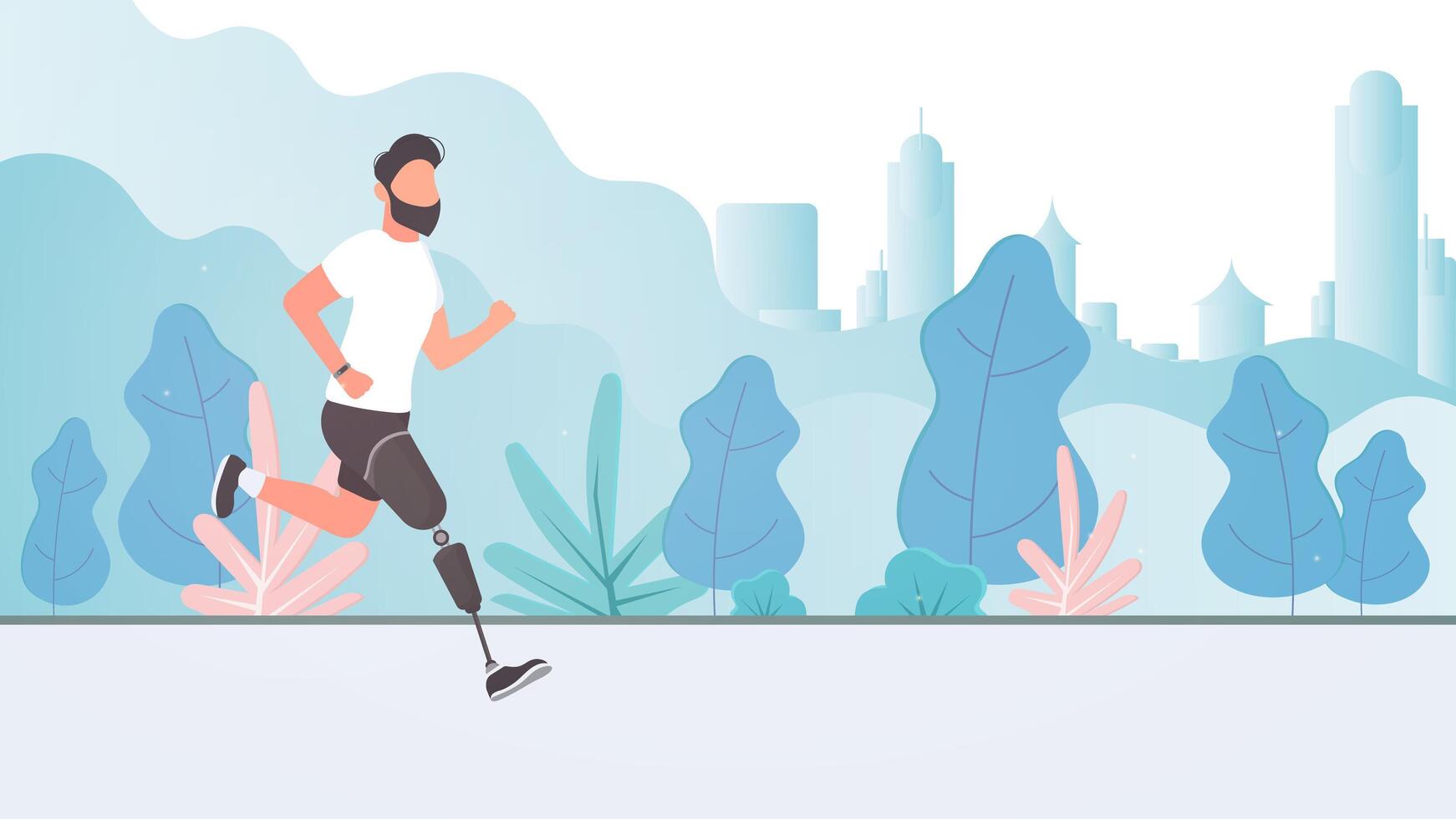 A man with a prosthetic leg is running. Vector. vector