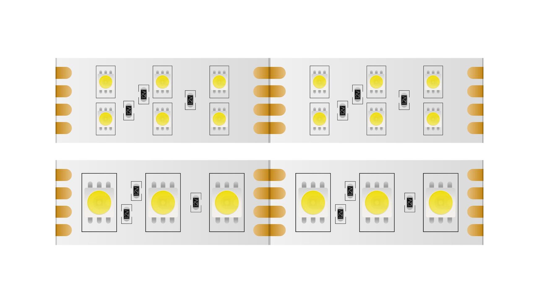 Three different types of leds on a white background vector