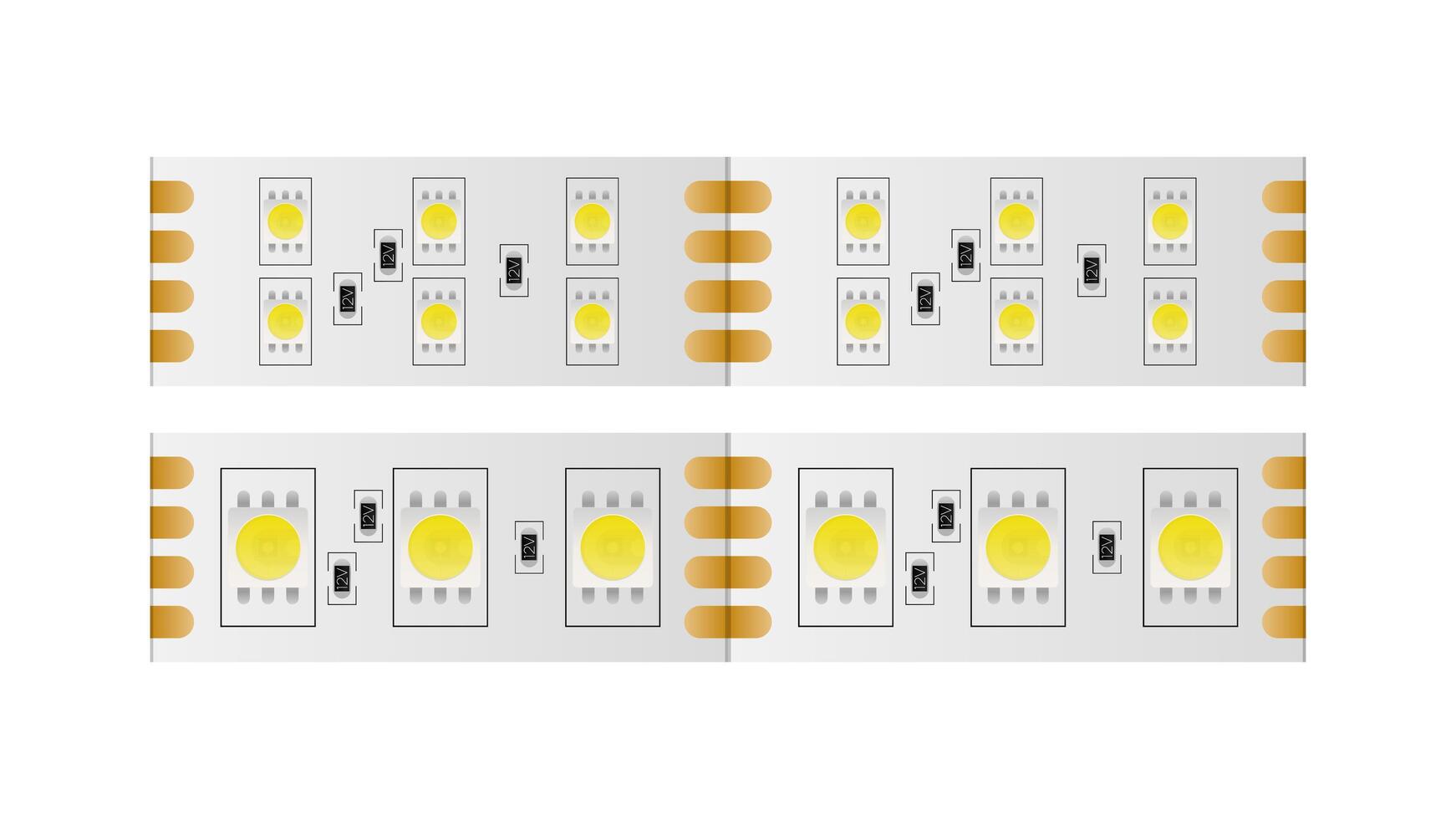 LED strip isolated on a white background. LED strip close-up. Realistic vector. vector