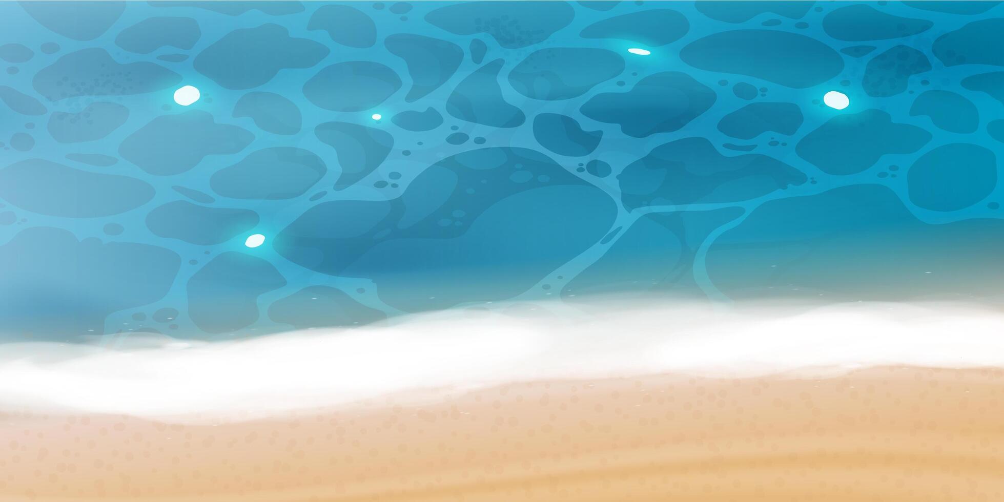 Realistic sandy beach with blue water. Ocean shore. illustration. vector
