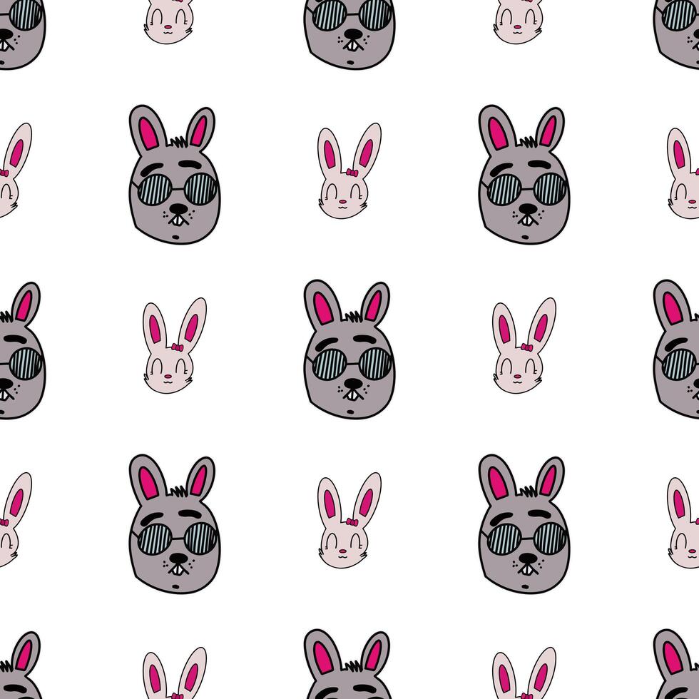 A pattern with bunny ears and sunglasses vector