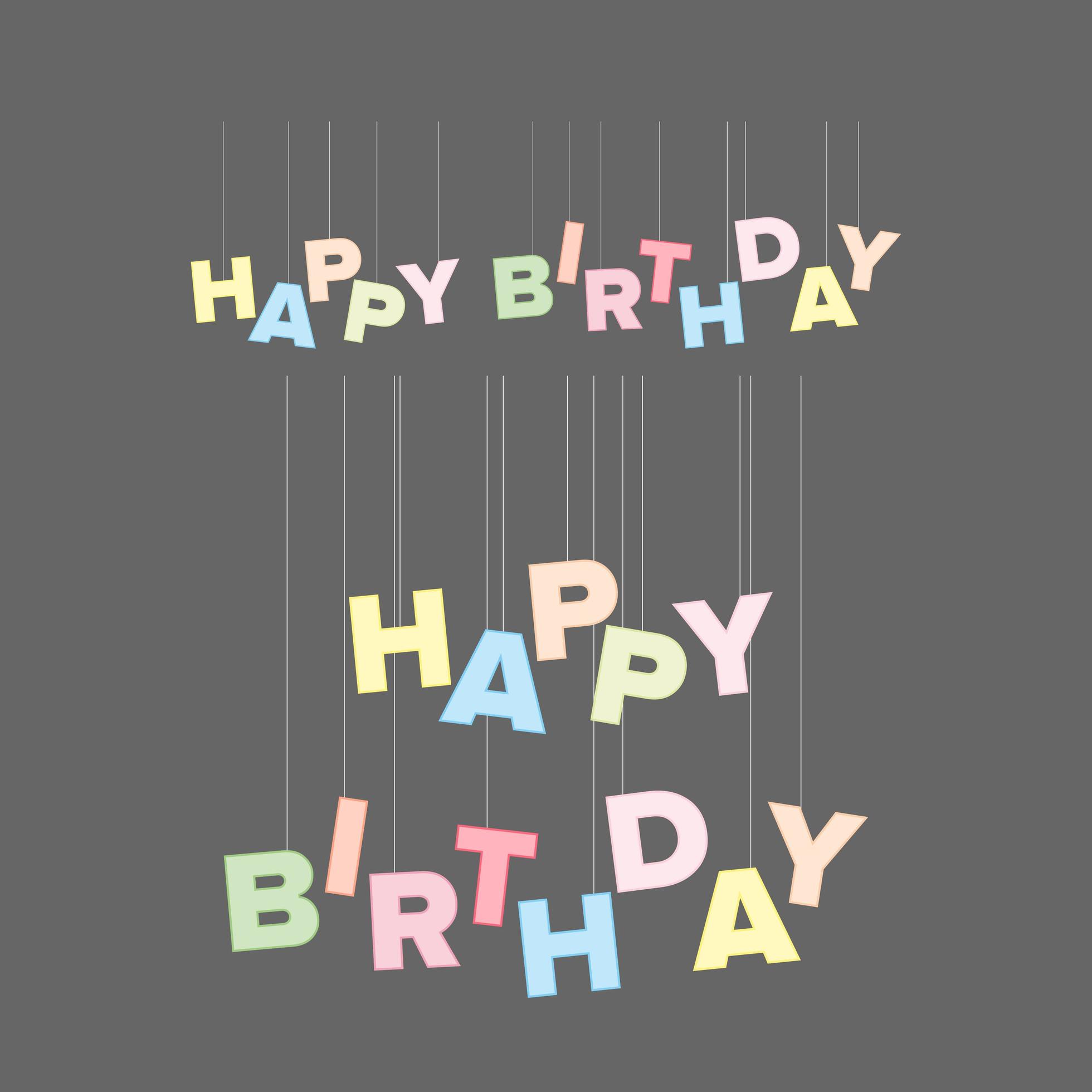 Happy birthday letters on a string. Good for postcards. Vector flat ...