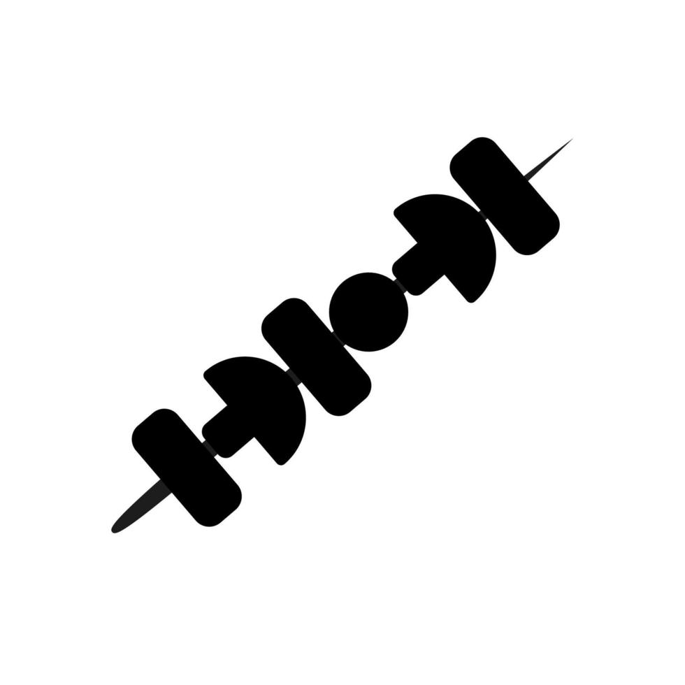 Black grilled shish kebab on skewer stick vector
