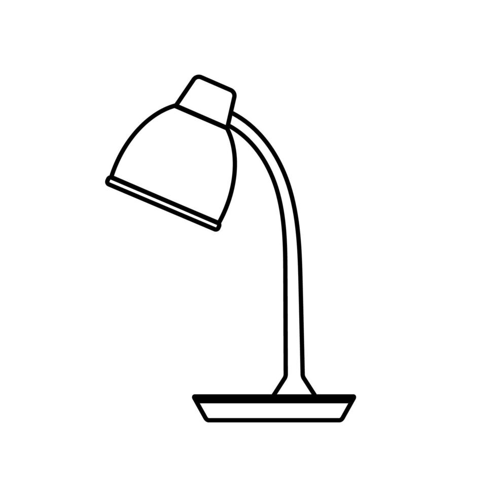 lámpara de escritorio, icono de contorno negro vector