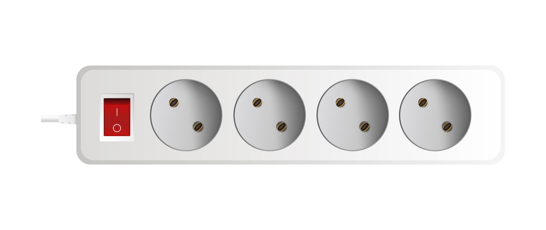 White extension cord with three outlets. Portable power socket. Realistic style Vector. vector