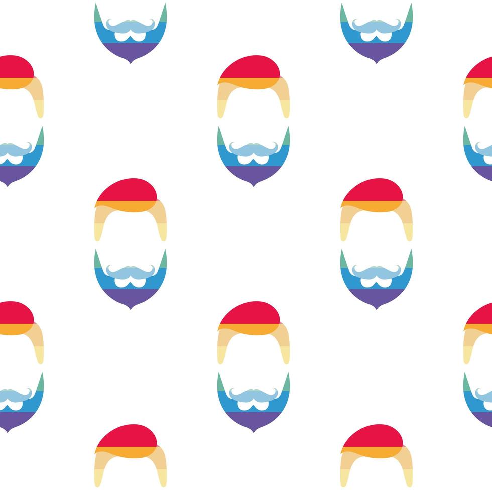 patrón sin costuras. contorno de rostro masculino con colores lgbt. logo hombre con barba para temas lgbt. vector. vector