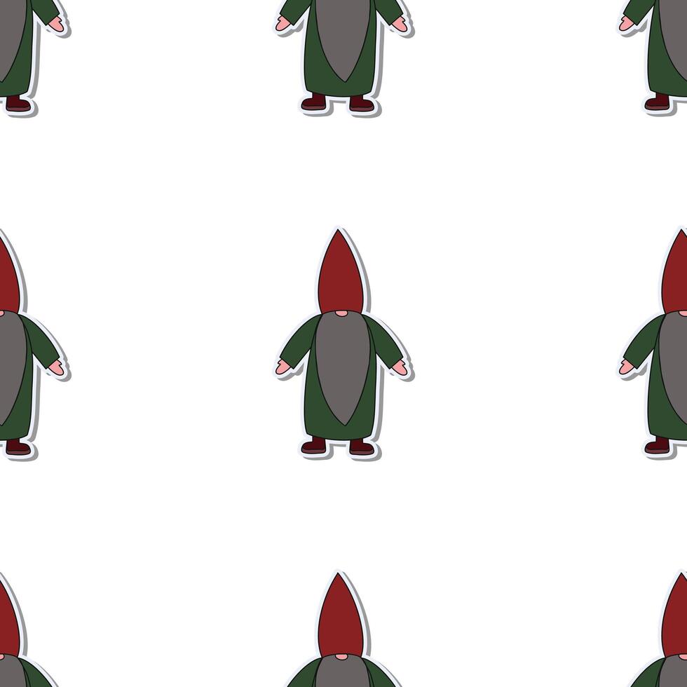 A seamless pattern with a gnome in a red hat vector