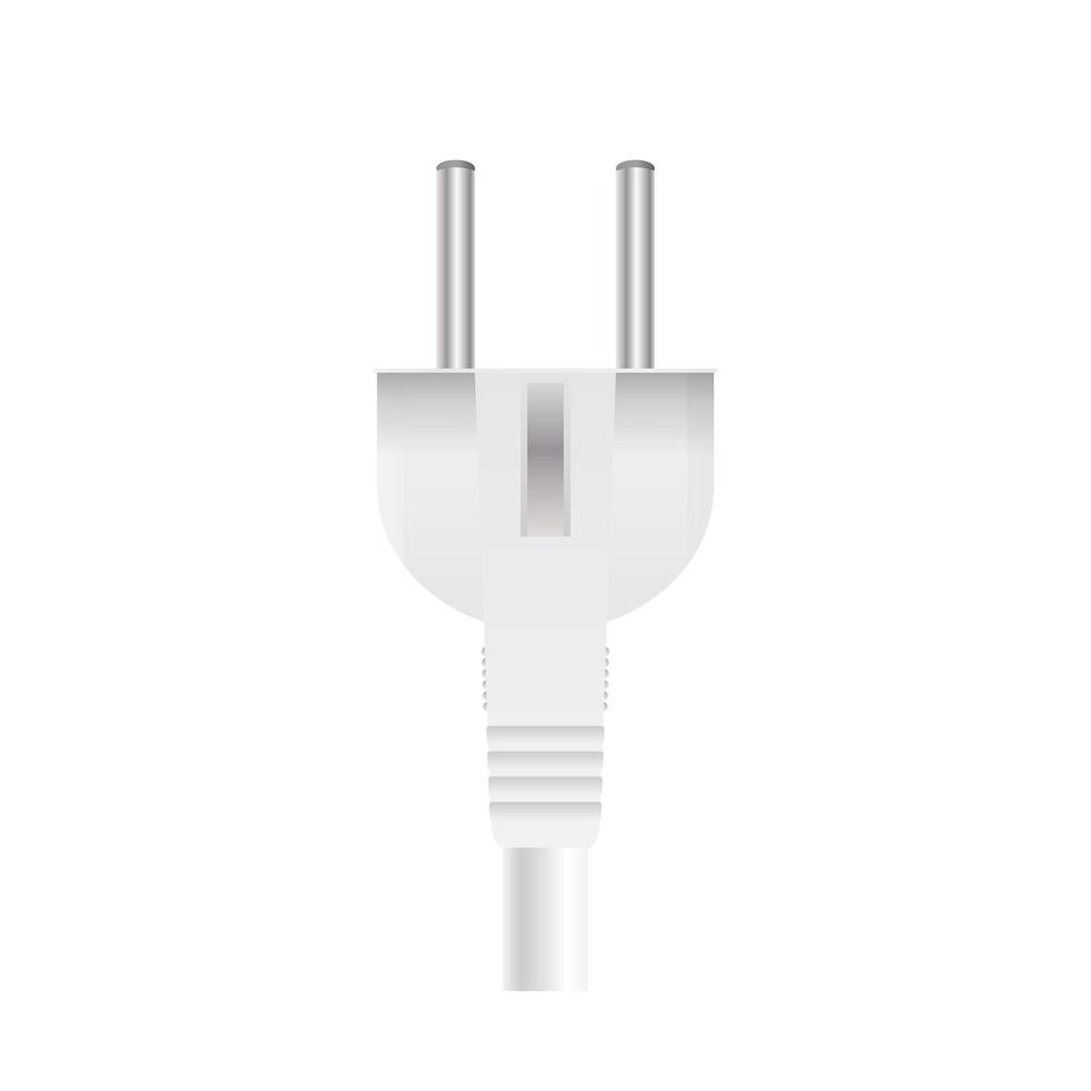 White plug for euro socket. Realistic plug for Euro sample socket. Isolated. Vector. vector