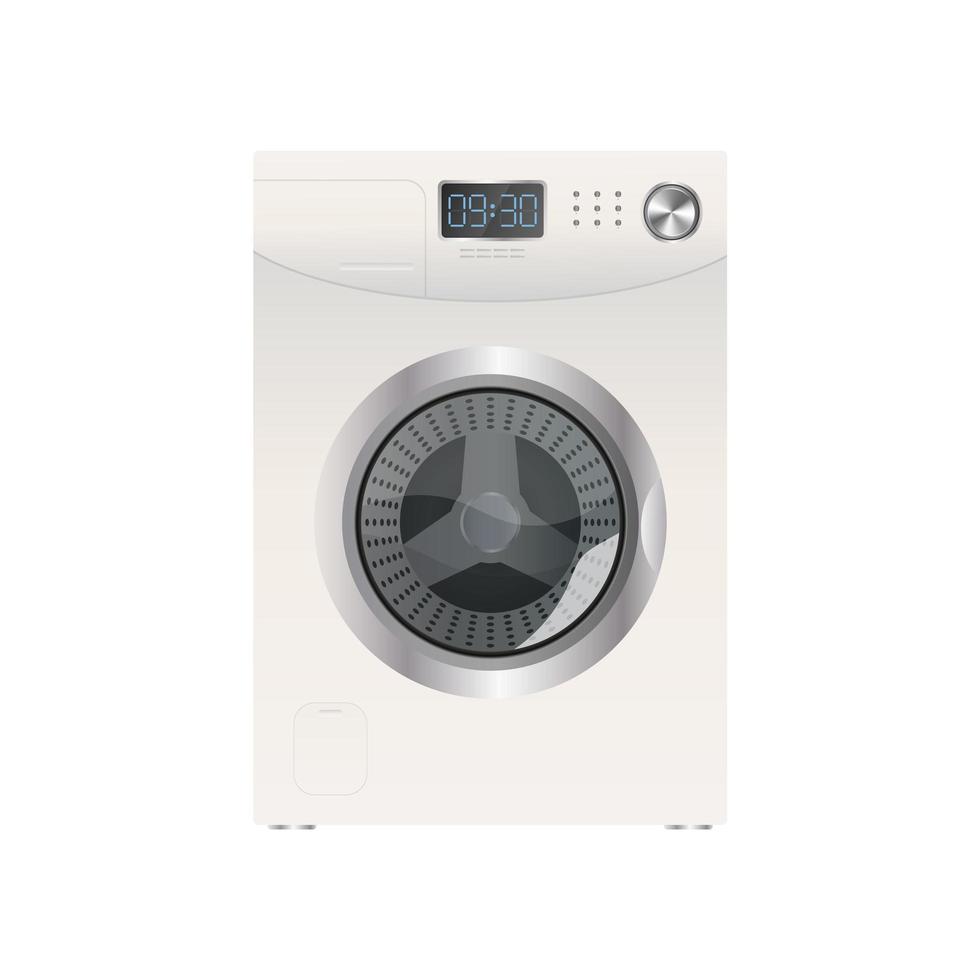 White washing machine isolated on a white background. Realistic vector washing machine.