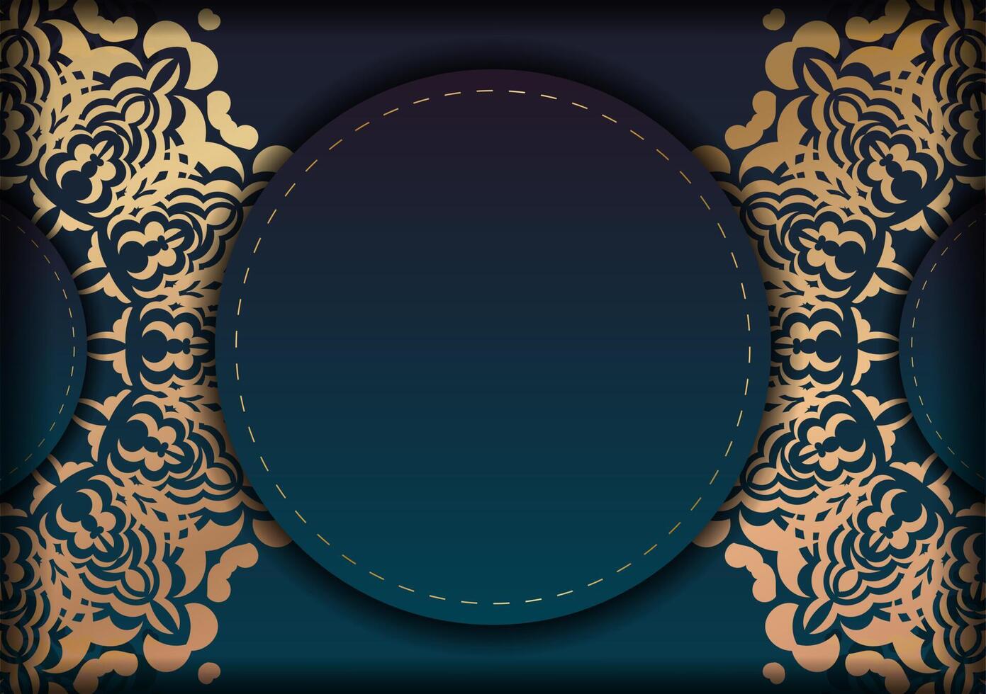 A blue and gold background with an ornate pattern vector