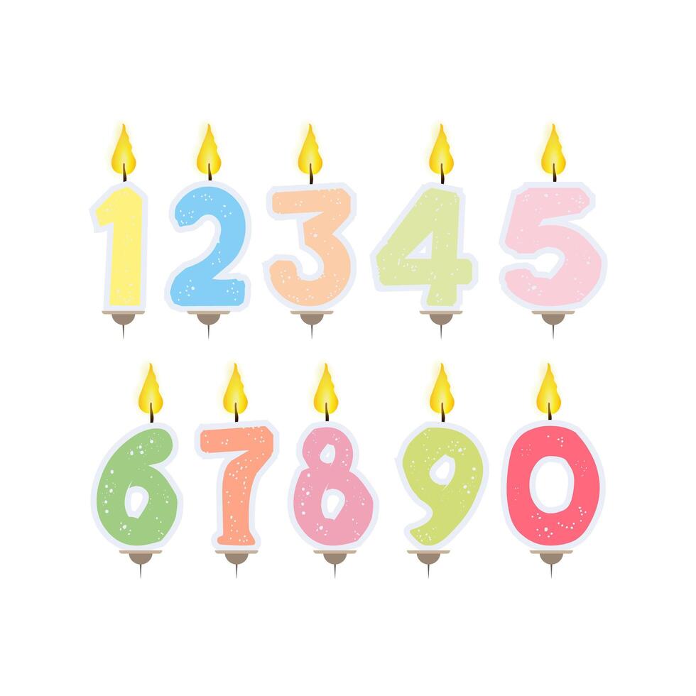 Birthday candles with numbers vector