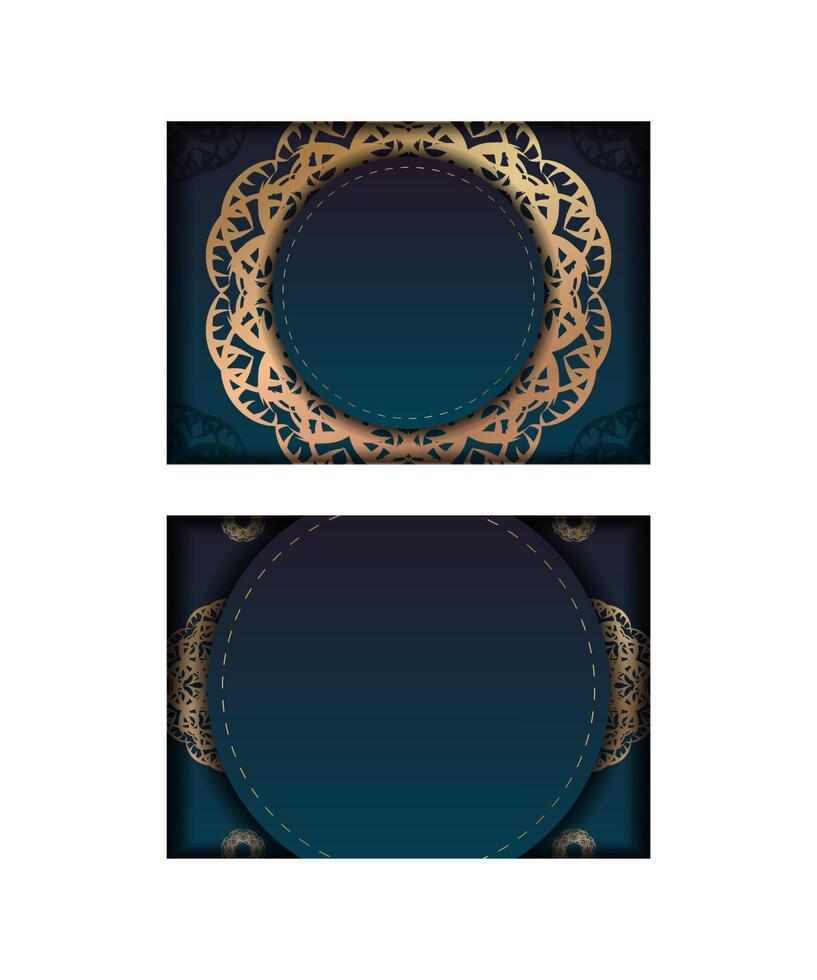Brochure template with gradient blue color with abstract gold pattern for your brand. vector