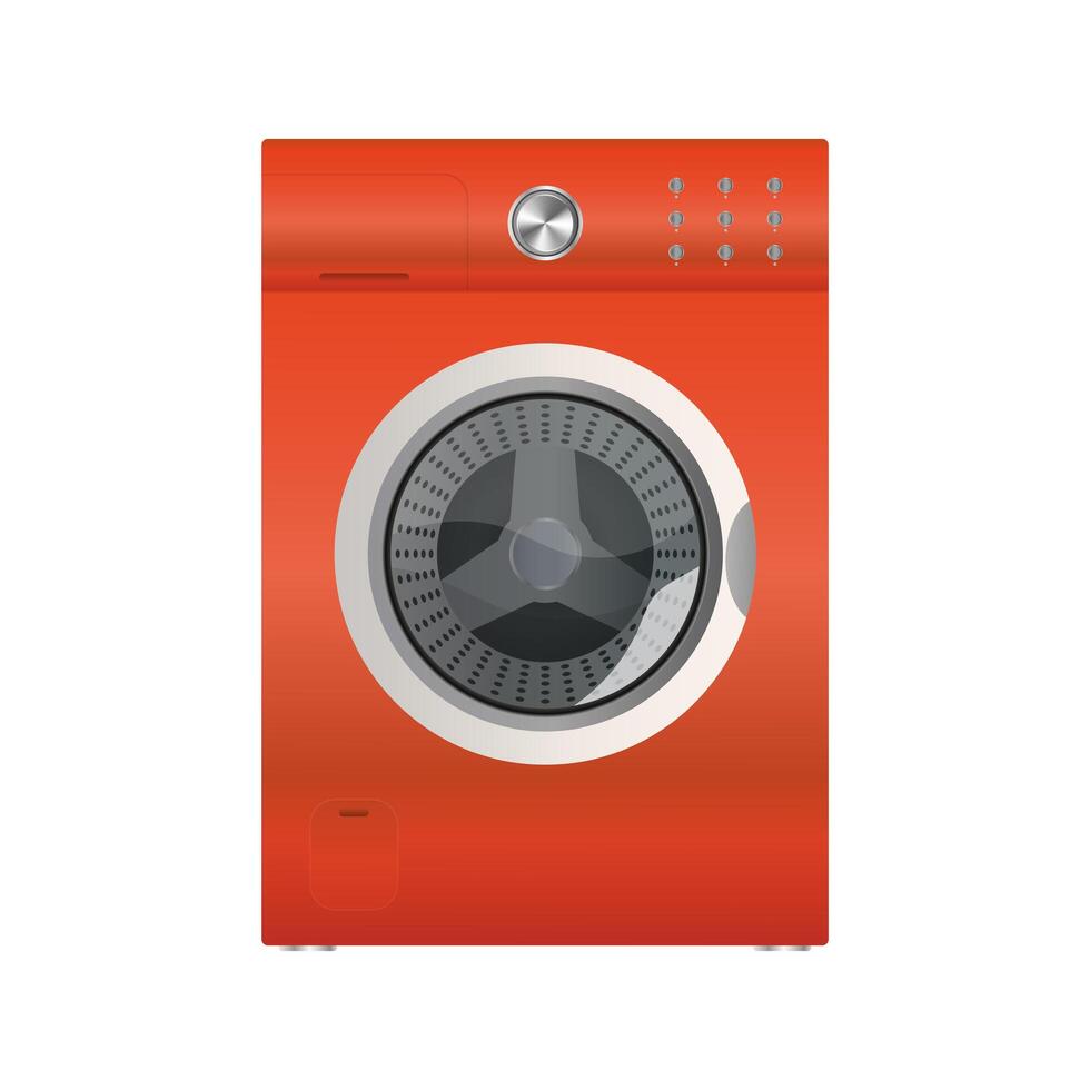 A red washing machine on a white background vector