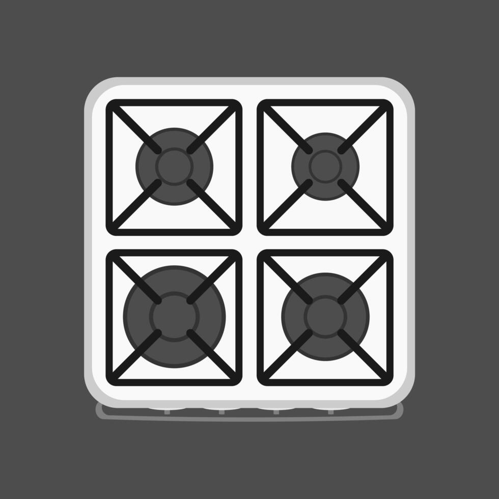 White stove top view. Gas stove. Modern stove for the kitchen. Flat style. Isolated. Vector. vector