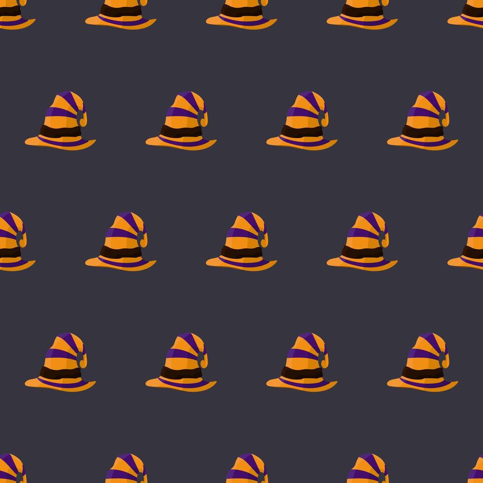 Halloween seamless pattern with witch hat. Endless background. Vector. vector