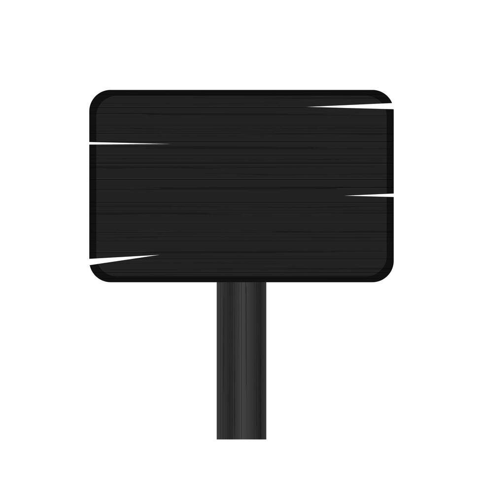 Black wooden plaque. Blank wood plate isolated on white background. . vector