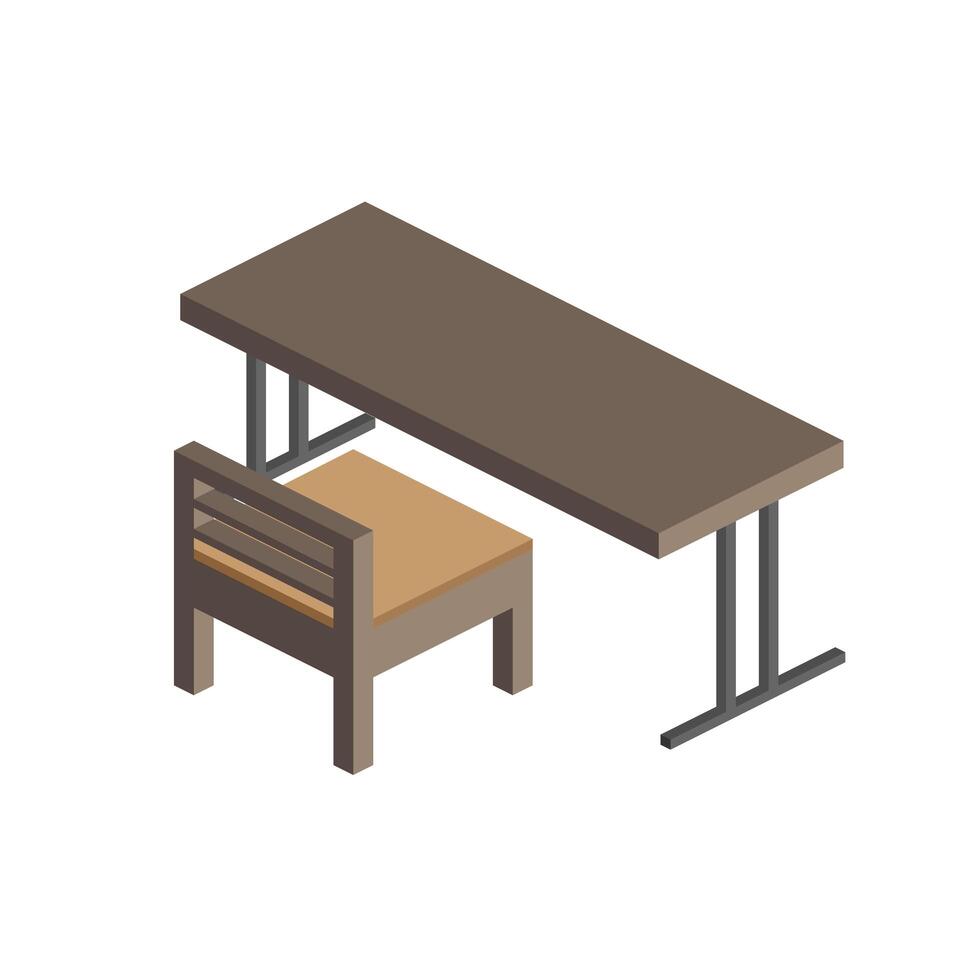 Desk with chairs in isometric style. School desk. Isolated. Vector. vector