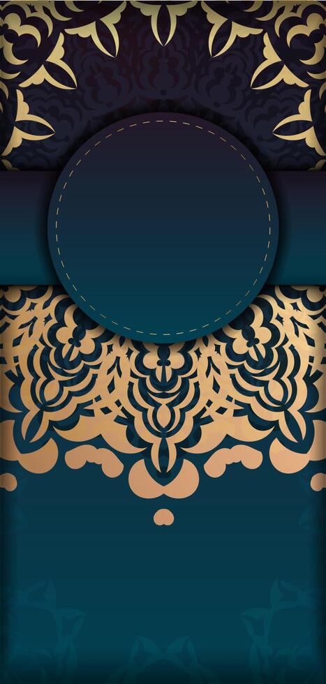 A blue and gold background with an ornate pattern vector