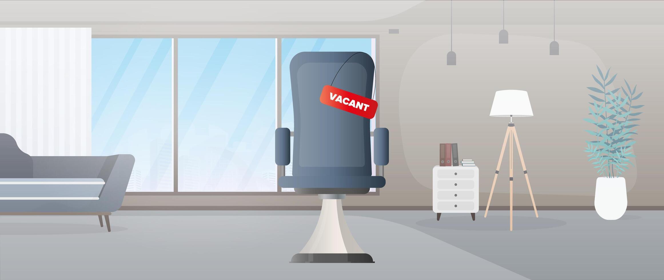 lugar vacante. sillón vintage azul marino. signo vacante. búsqueda de empleados y concepto de vacante abierta. vector. vector