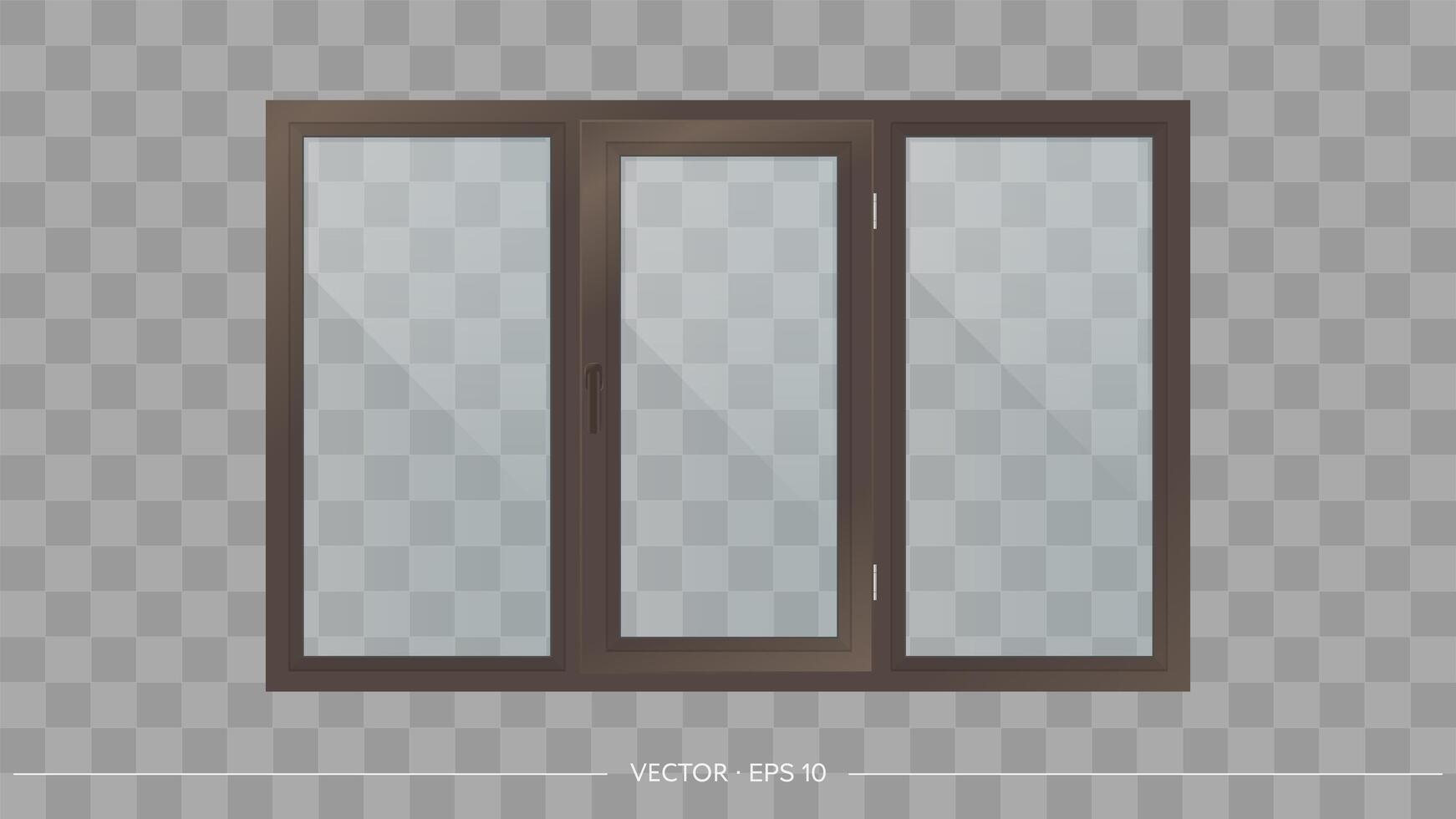 An open window with a glass door on a checkered background vector