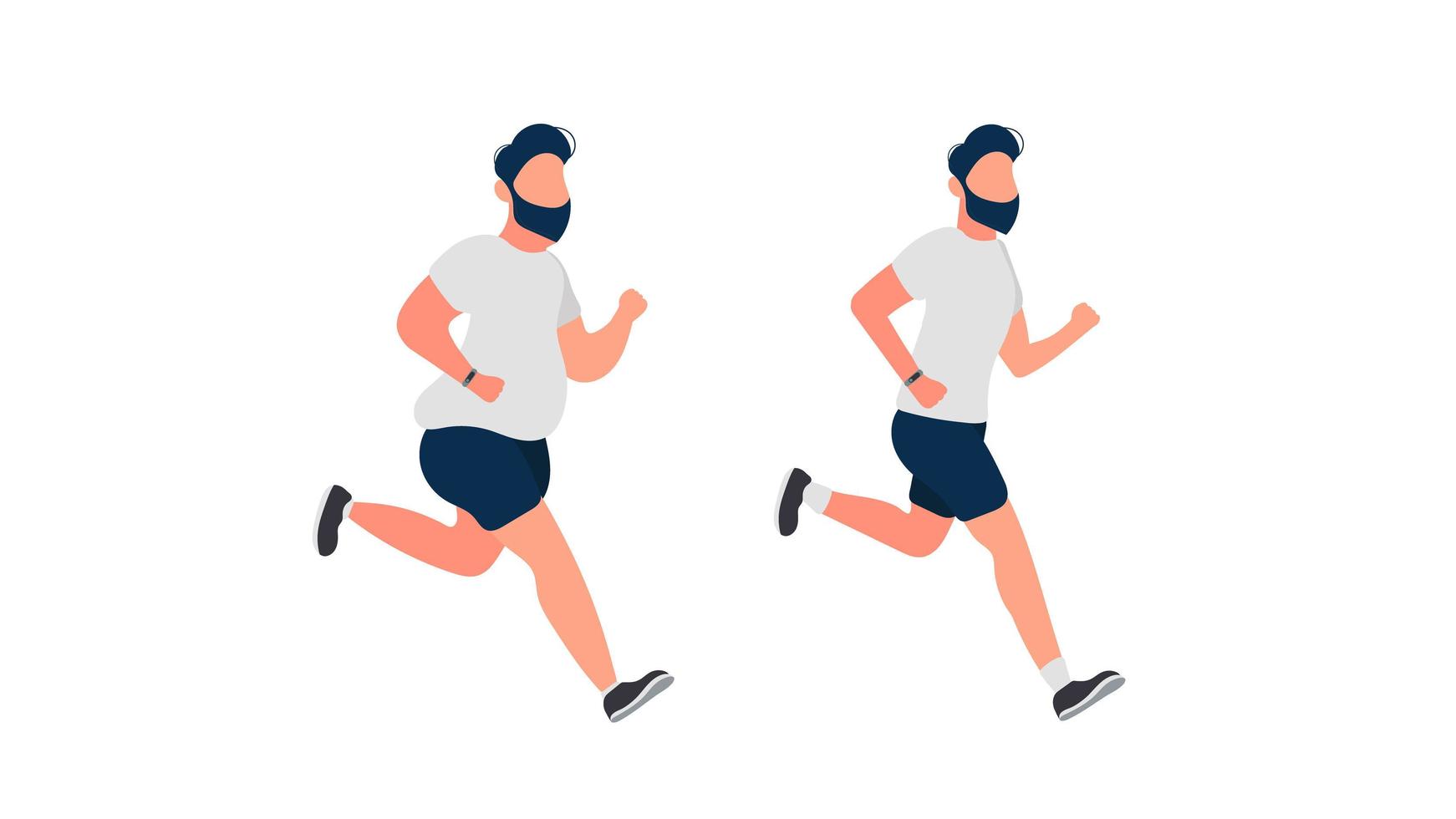 el hombre está corriendo. corriendo gordo. el concepto de pérdida de peso y estilo de vida saludable. aislado. vector