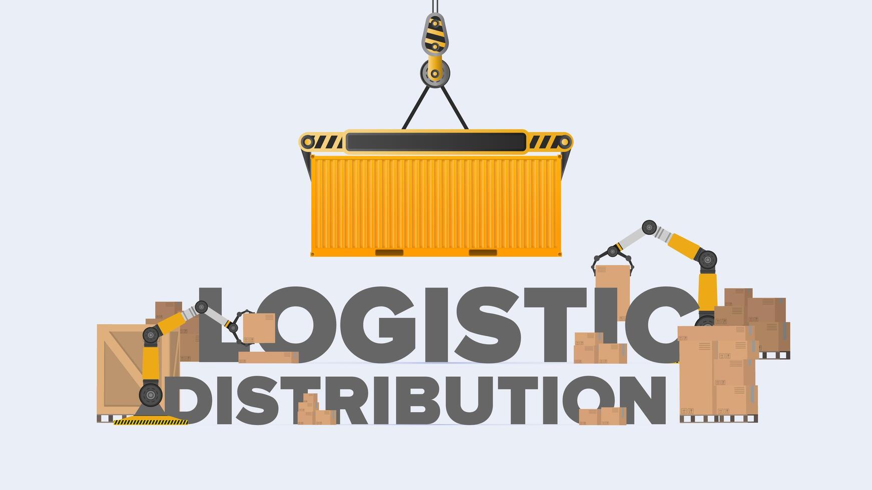 Logistics distribution with a crane and a forklift vector