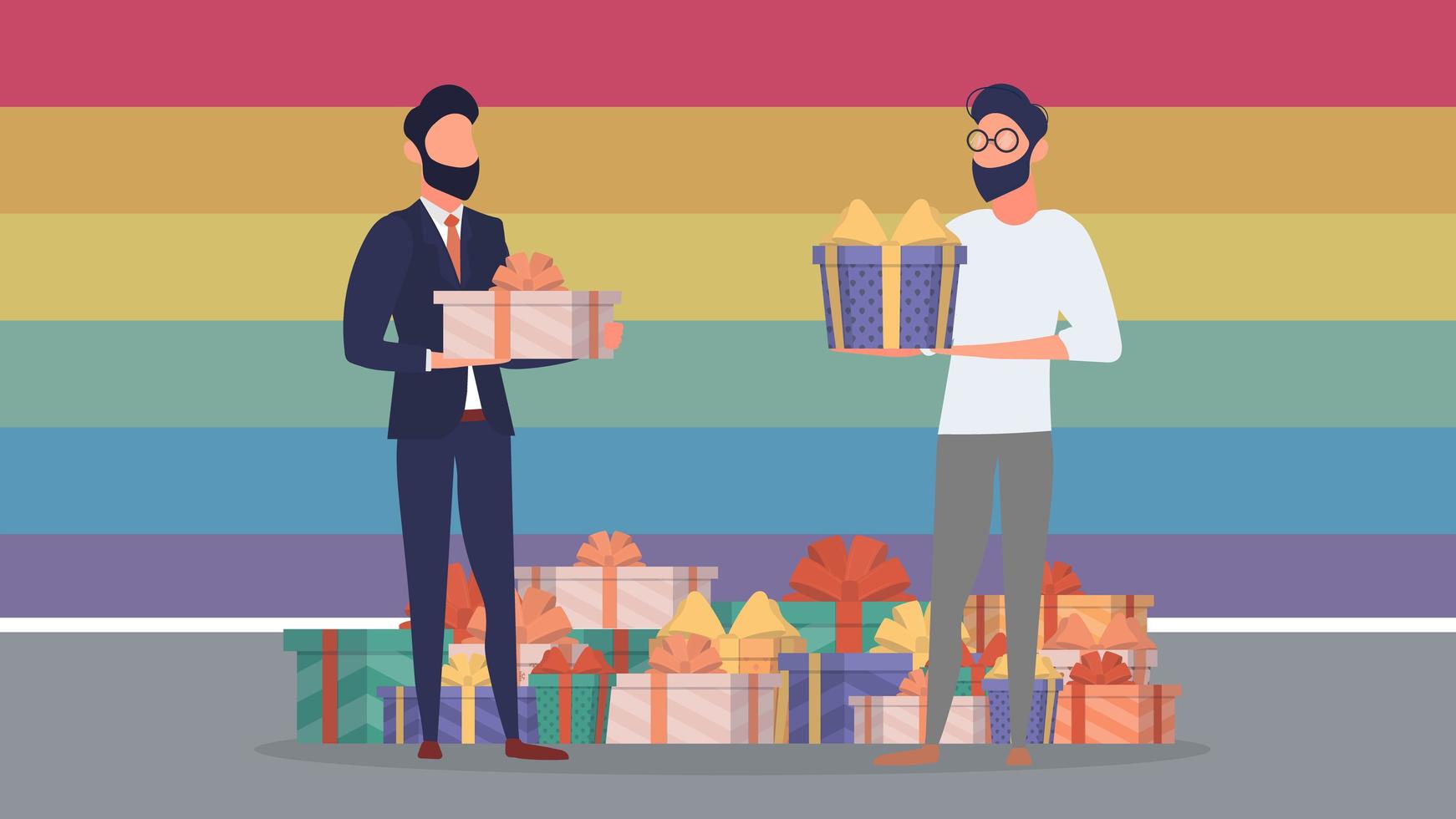 The guy gives a gift to the guy. LGBT concept. Vector. vector