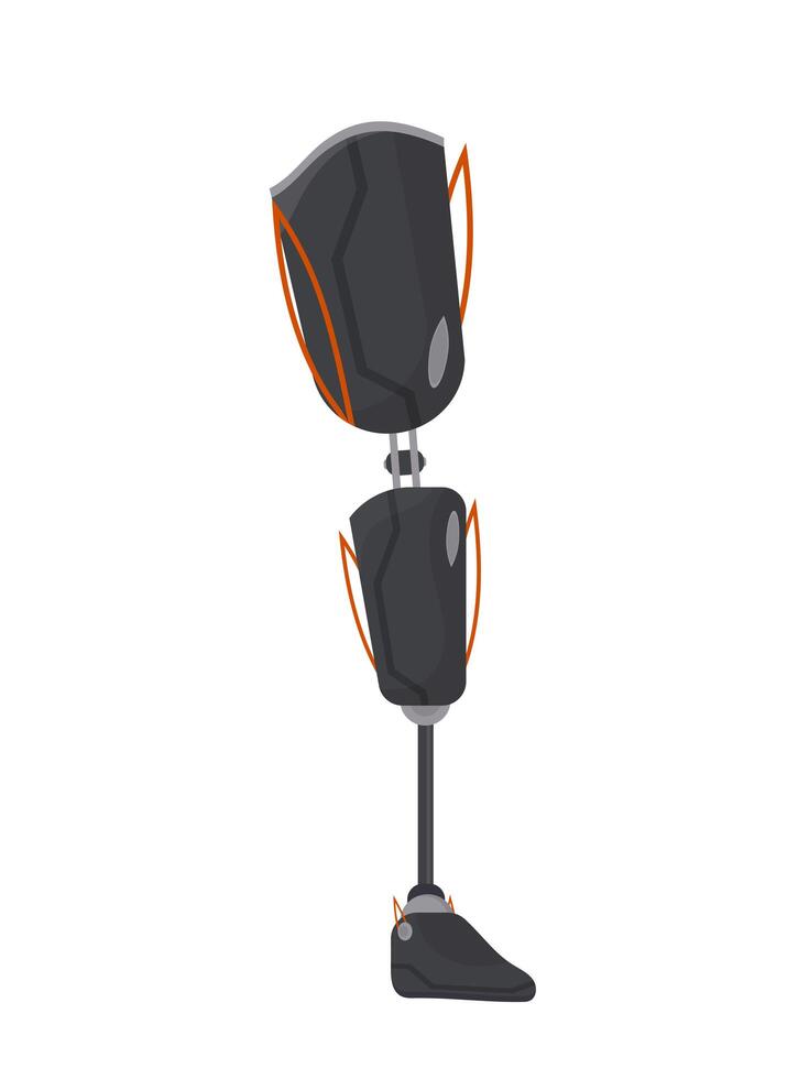 Futuristic human leg prosthesis. Metal leg implant. Isolated. Vector. vector