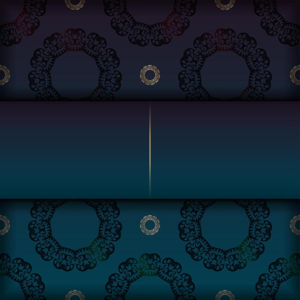 Flyer template with gradient blue color with Indian gold pattern for your congratulations. vector
