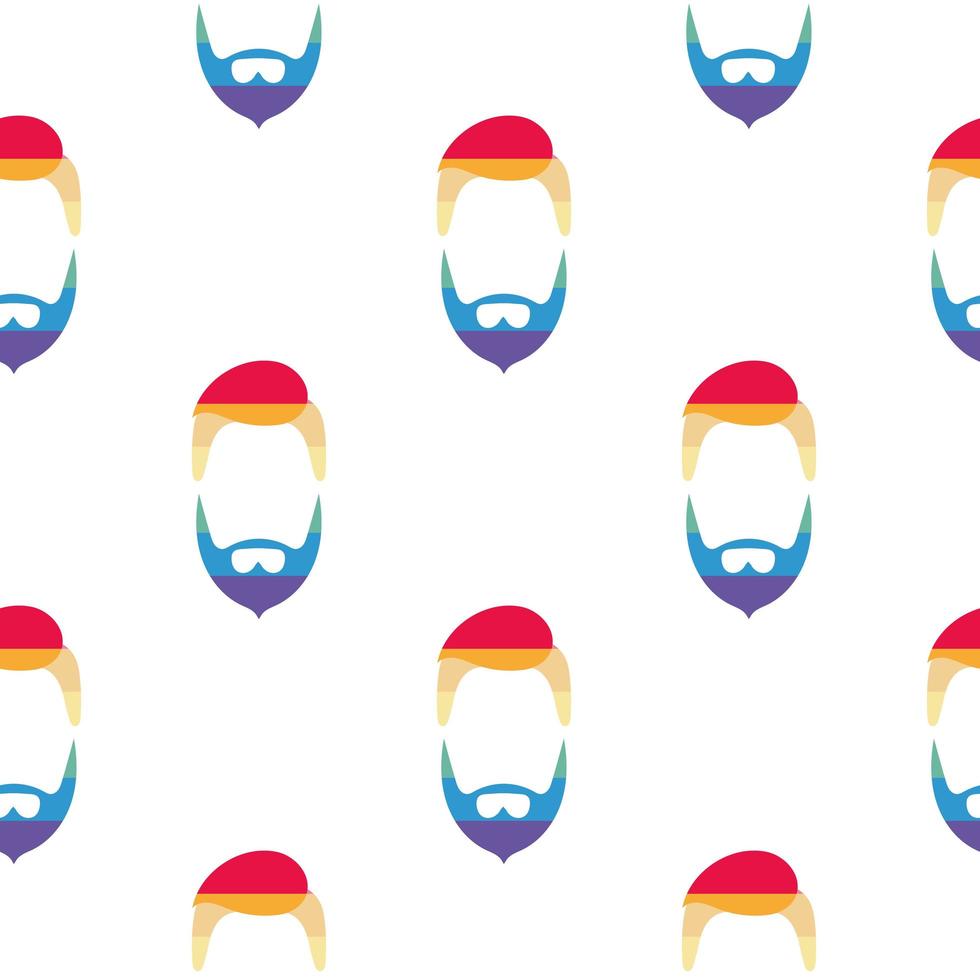 patrón sin costuras. contorno de rostro masculino con colores lgbt. logo hombre con barba para temas lgbt. vector. vector