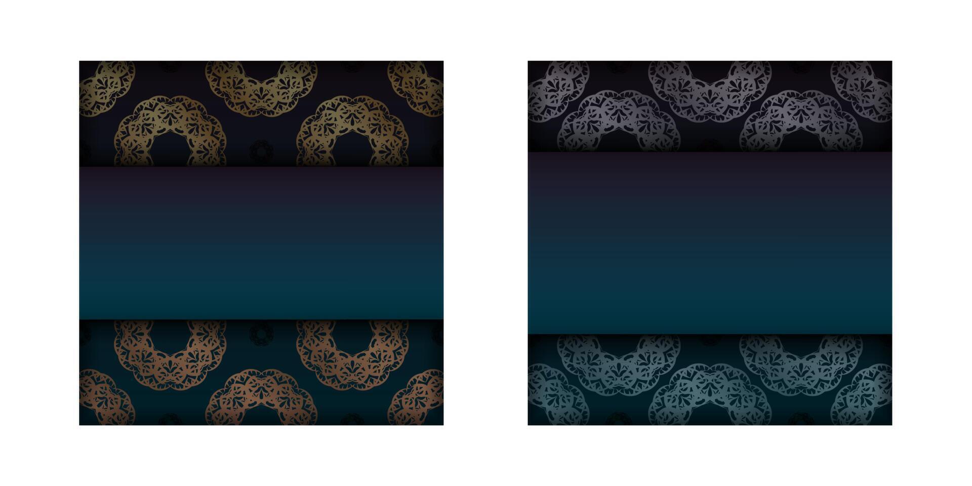 Brochure template with gradient blue color with Indian gold pattern is ready for printing. vector