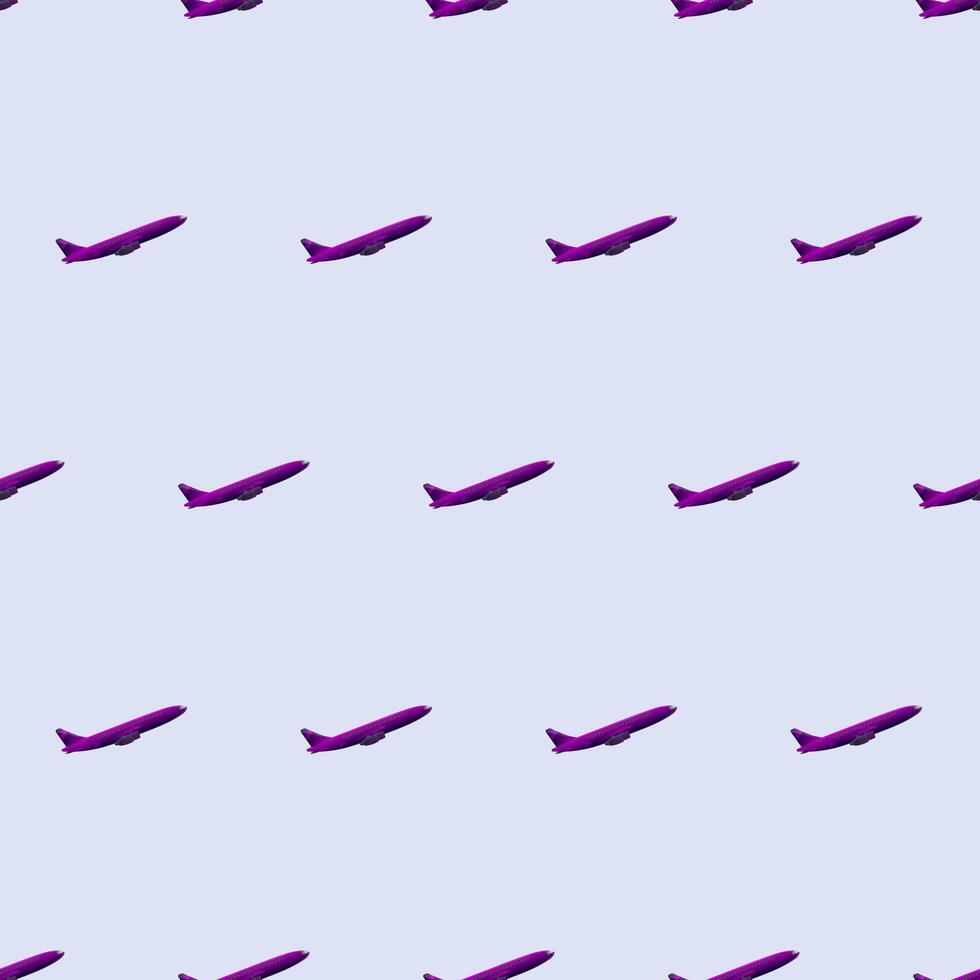 Seamless pattern Purple plane in 3d. Realistic plane. . vector