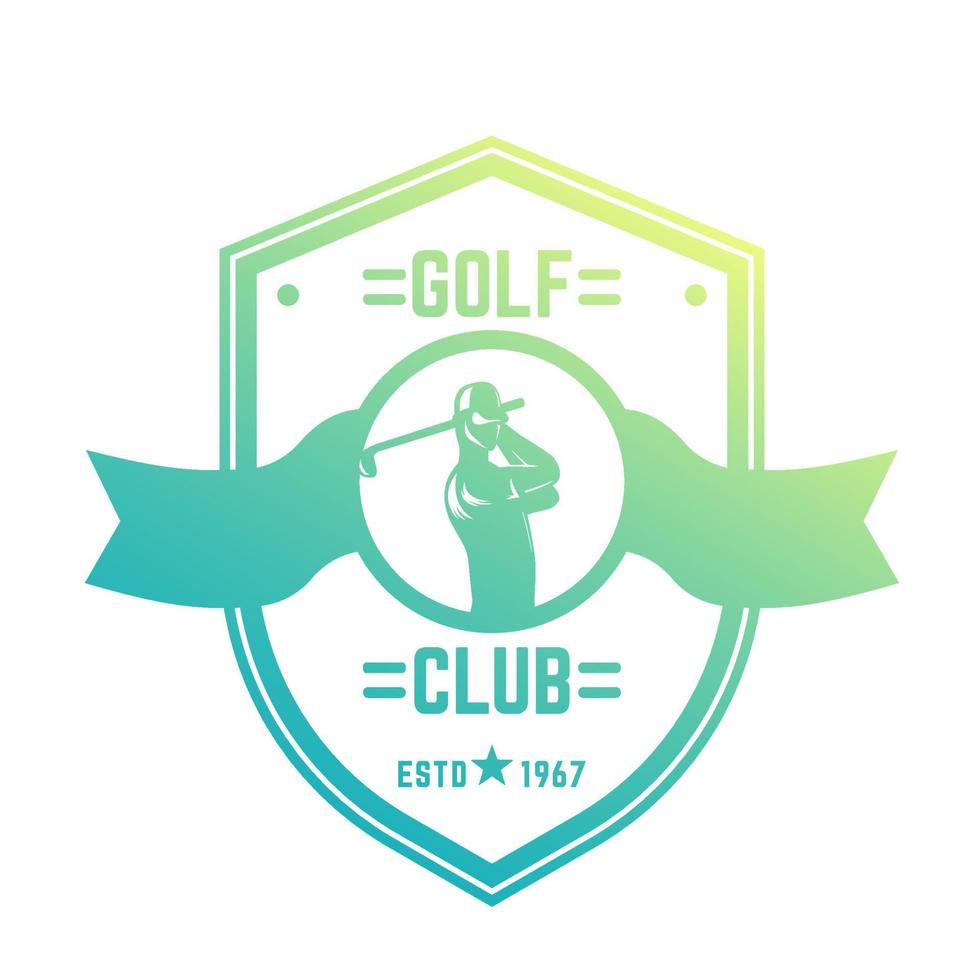 Logotipo vintage del club de golf, emblema con golfista swinging club en blanco, ilustración vectorial vector