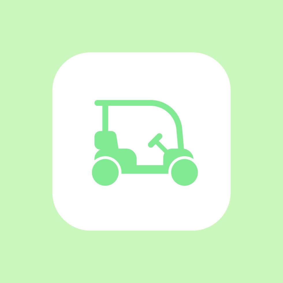 Golf cart, golf car, green icon on white, vector illustration