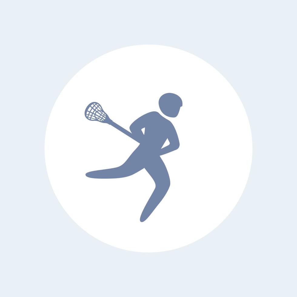 Lacrosse player icon, lacrosse sign, isolated icon, lacrosse pictogram, symbol, vector illustration