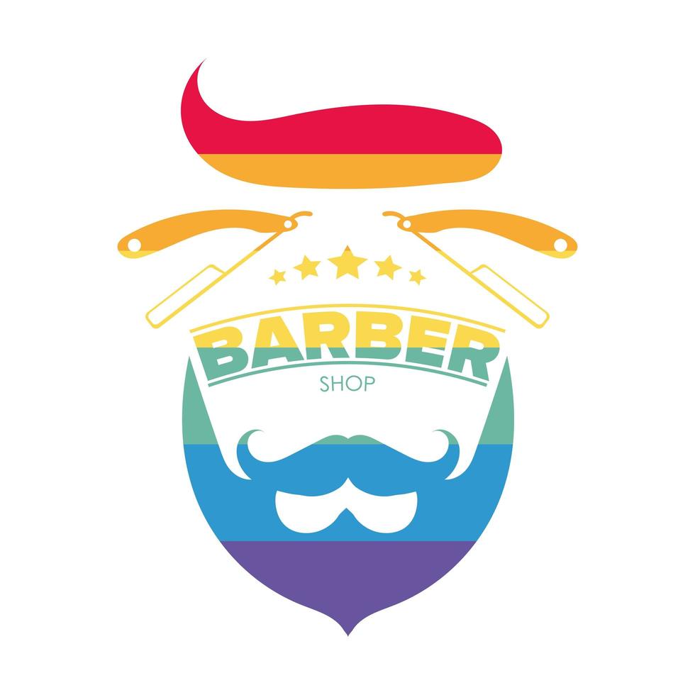 Logo for the barbershop with LGBT color. Isolated. Vector. vector