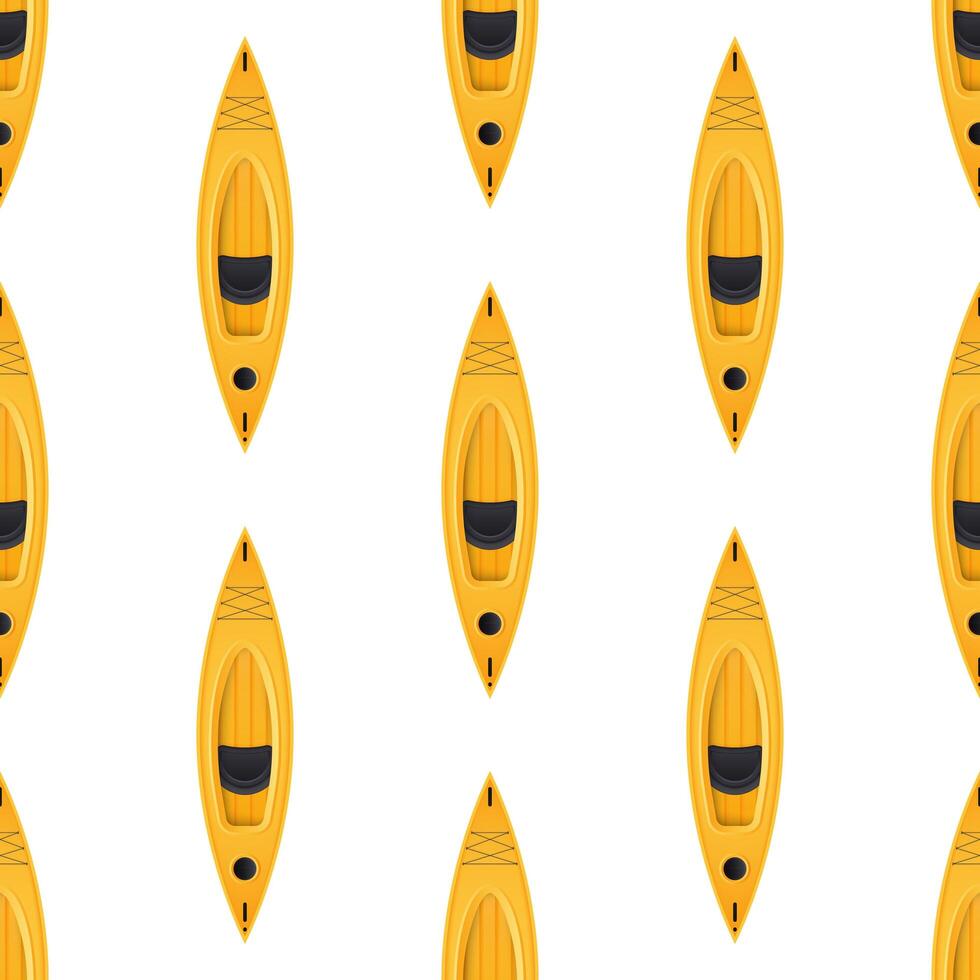 Seamless pattern with yellow kayaks. Suitable for postcards, backgrounds, books and posters. Vector