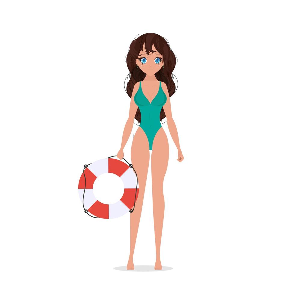 mujer salvavidas. chica de salvavidas de playa en traje de baño. aislado. ilustración vectorial vector
