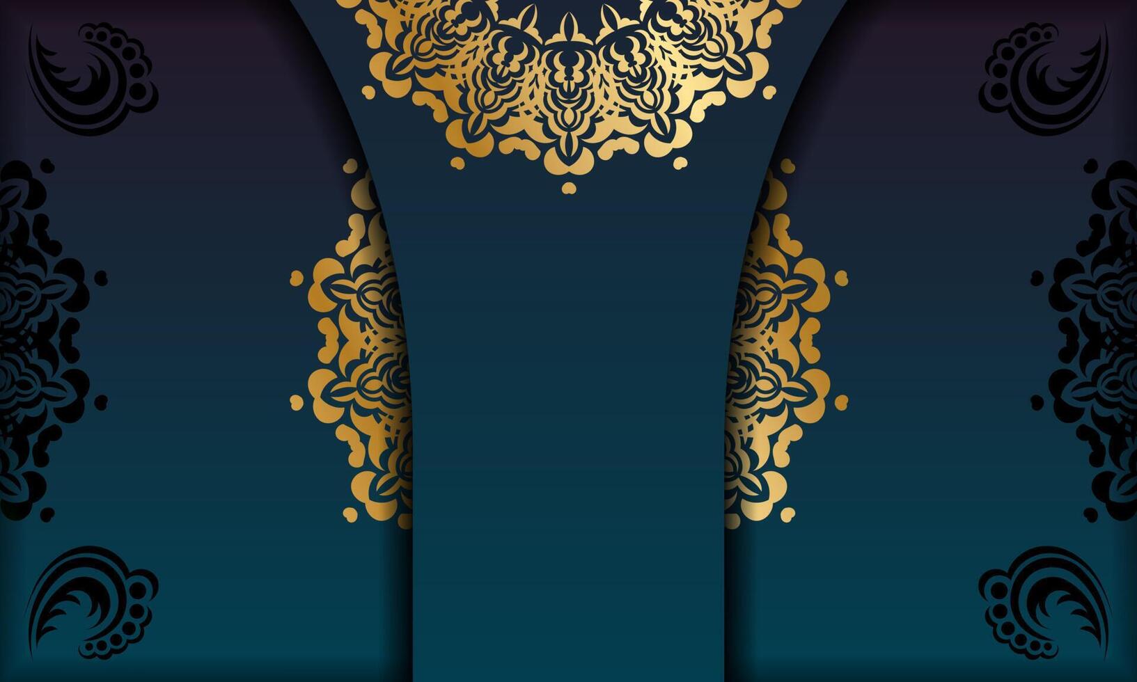 Fondo degradado azul con patrón dorado abstracto y lugar debajo de su texto vector