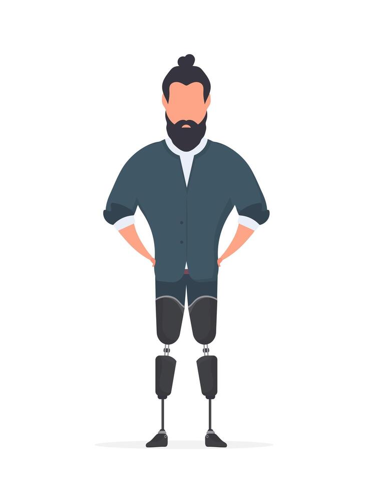A man with prosthetic legs. A man with no legs. Isolated, . vector