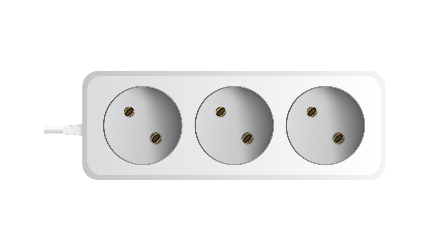 White extension cord with three outlets. Portable power socket. Realistic style Vector. vector
